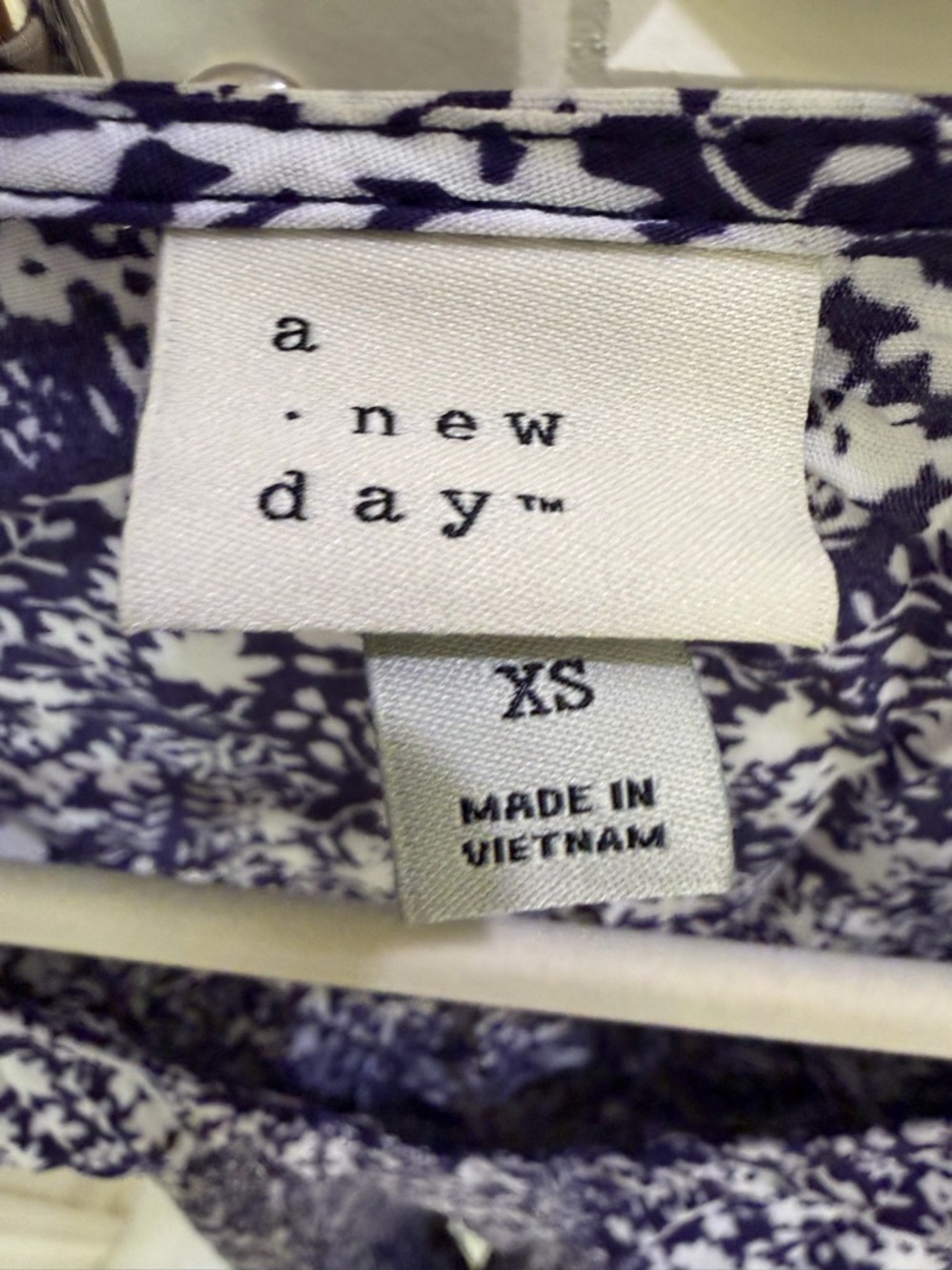 Women's Crepe Puff Short Sleeve Dress - A New Day Navy Blue Floral size XS - Picture 5 of 7